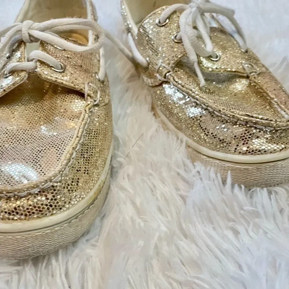 Bongo Edge Gold Glitter Boat Shoes Sneakers Slip On